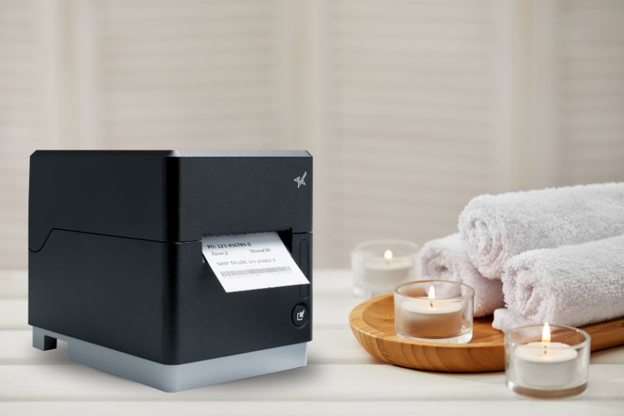 Salon and spa POS hardware from Star Micronics at a reception desk