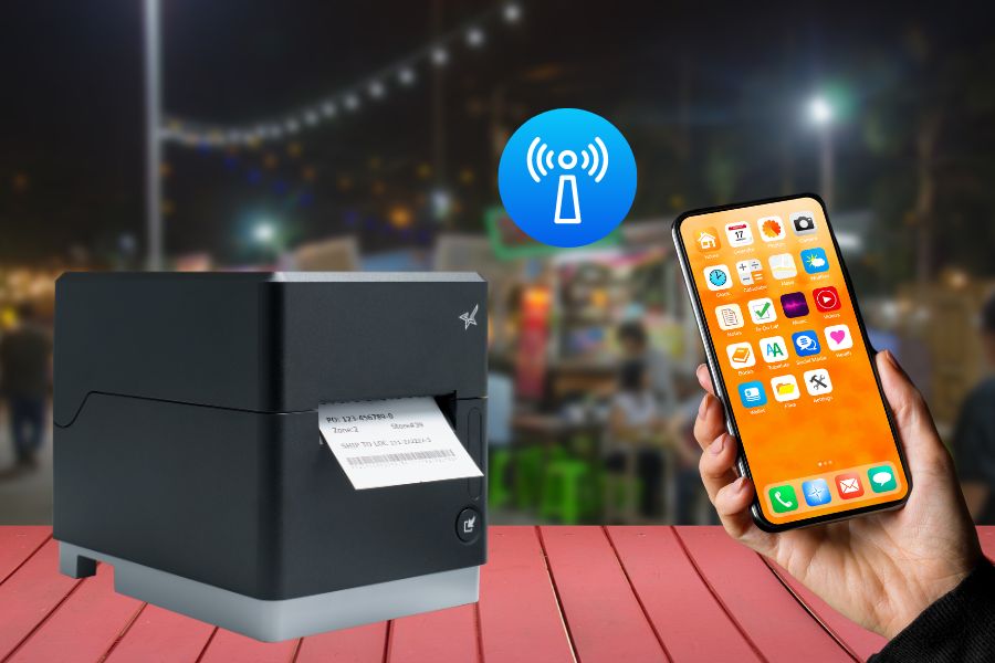 TetherLAN technology in the mC-Label3 allows the tablet or device to share internet service with the printer.