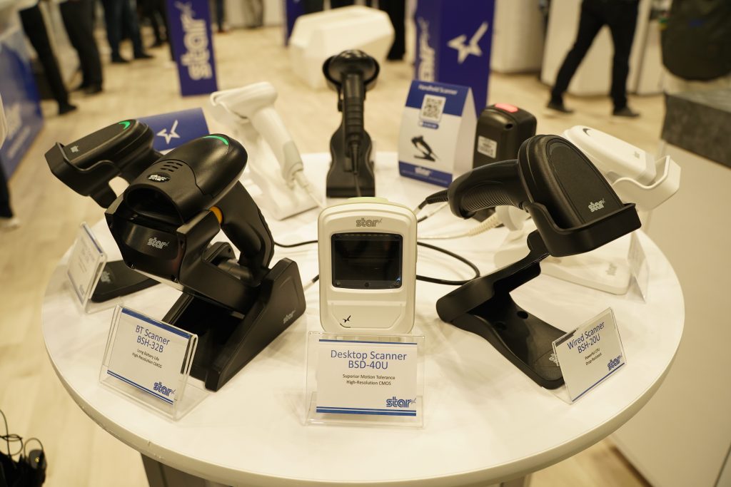 New line of 1D/2D barcode scanners by Star Micronics, displayed at NRF 2023.