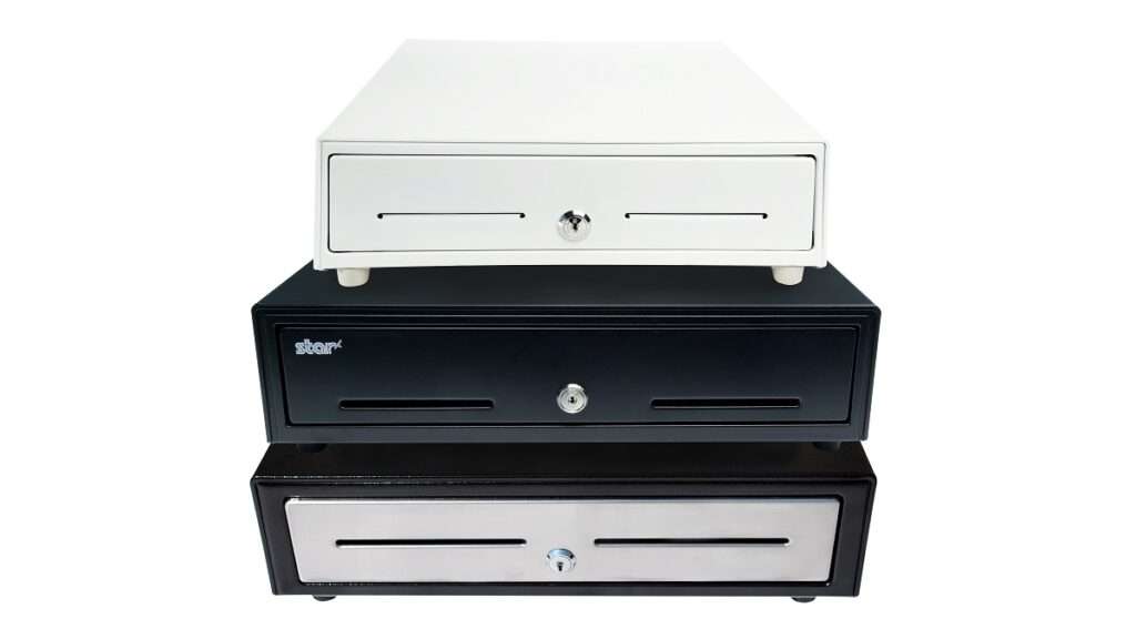 Stacked Cash Drawers by Star Micronics.