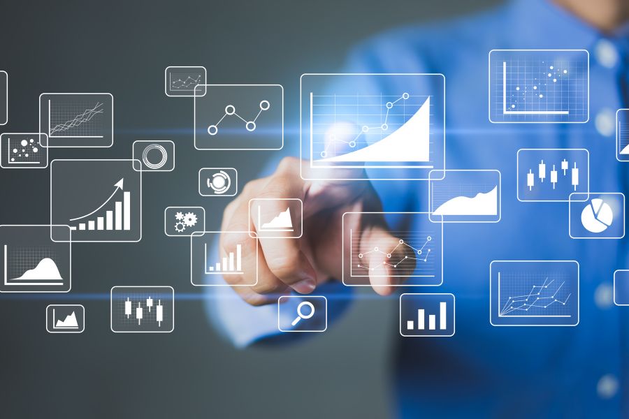 Data analysis and AI technology for business.