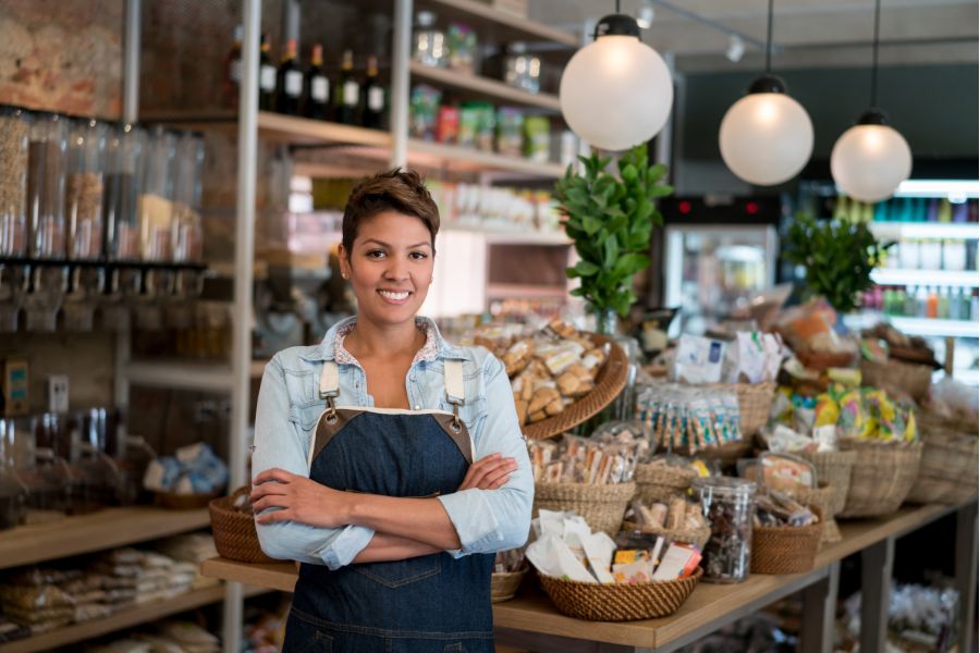 Happy Business Owner Retail Grocery Small
