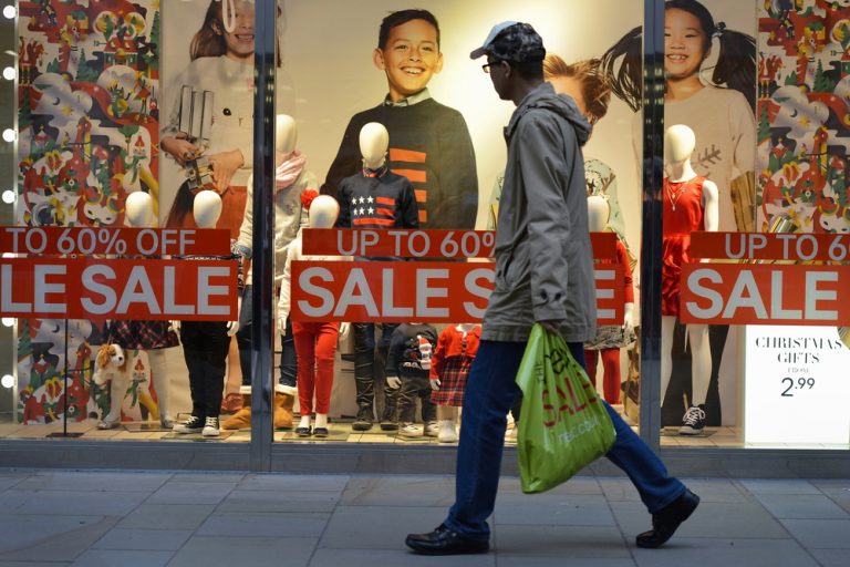 Holiday sale in retail window shopping
