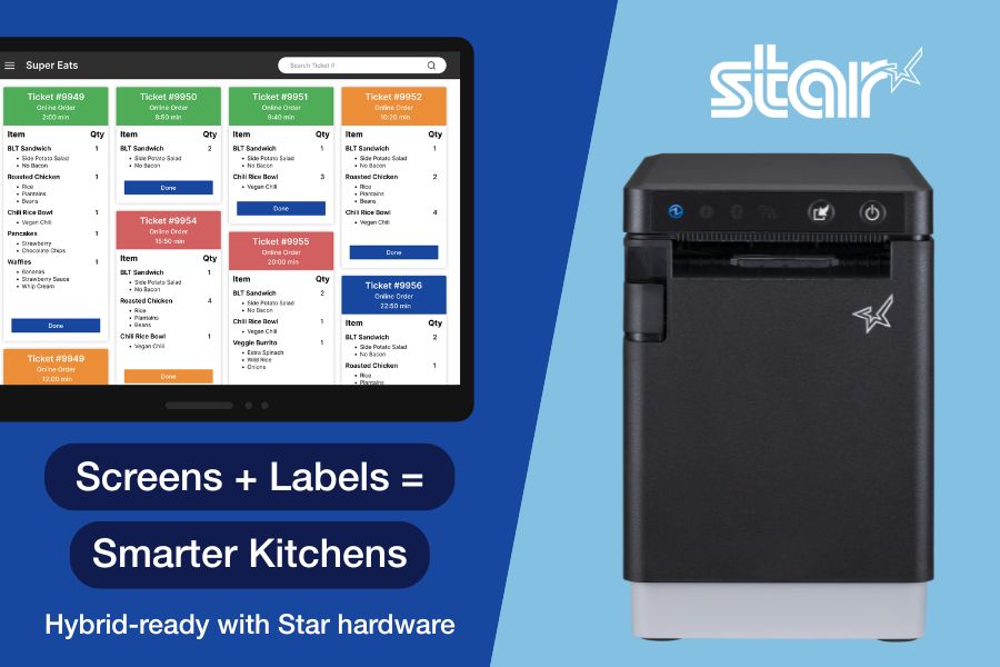 KDS Hardware Restaurant Labeling with the mC-Label2 multimedia label printer from Star Micronics.