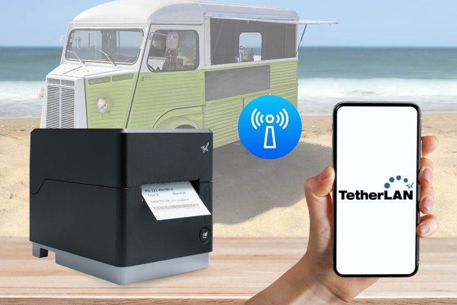 TetherLAN technology in the mC-Label3 allows the tablet or device to share internet service with the printer.