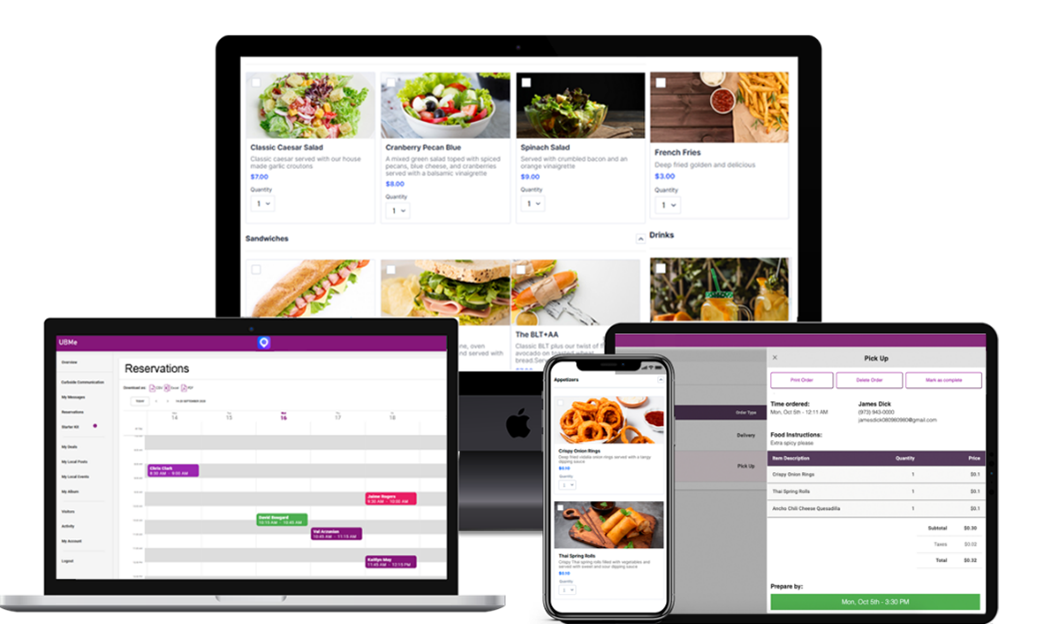UBMe online ordering/curbside pickup dashboard.