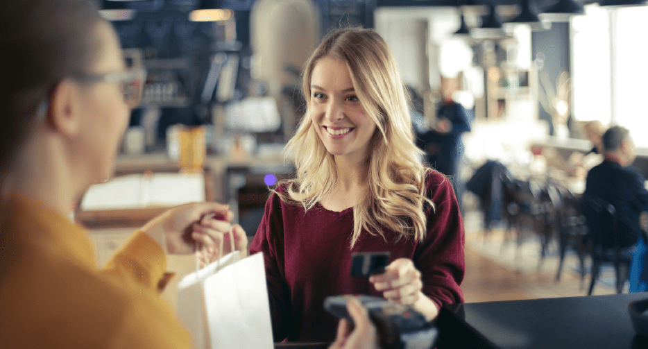 Woman Picking Up Takeout Food