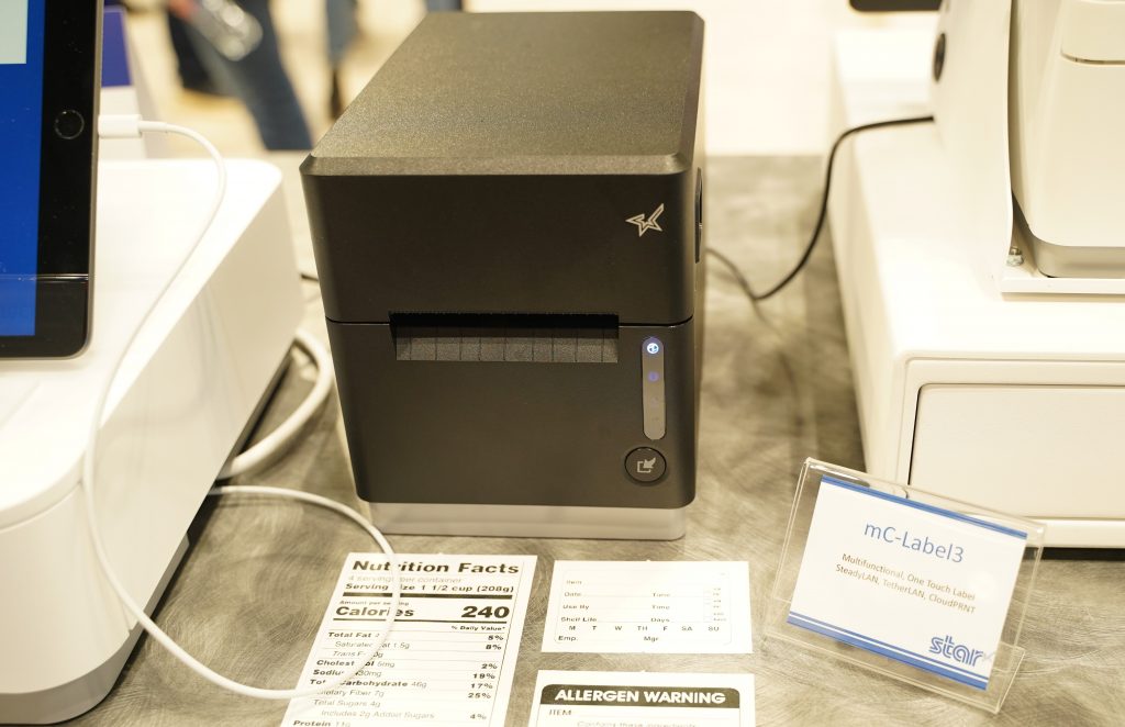 The mC-Label multifunction thermal label and receipt printer from Star Micronics displayed at NRF 2023.