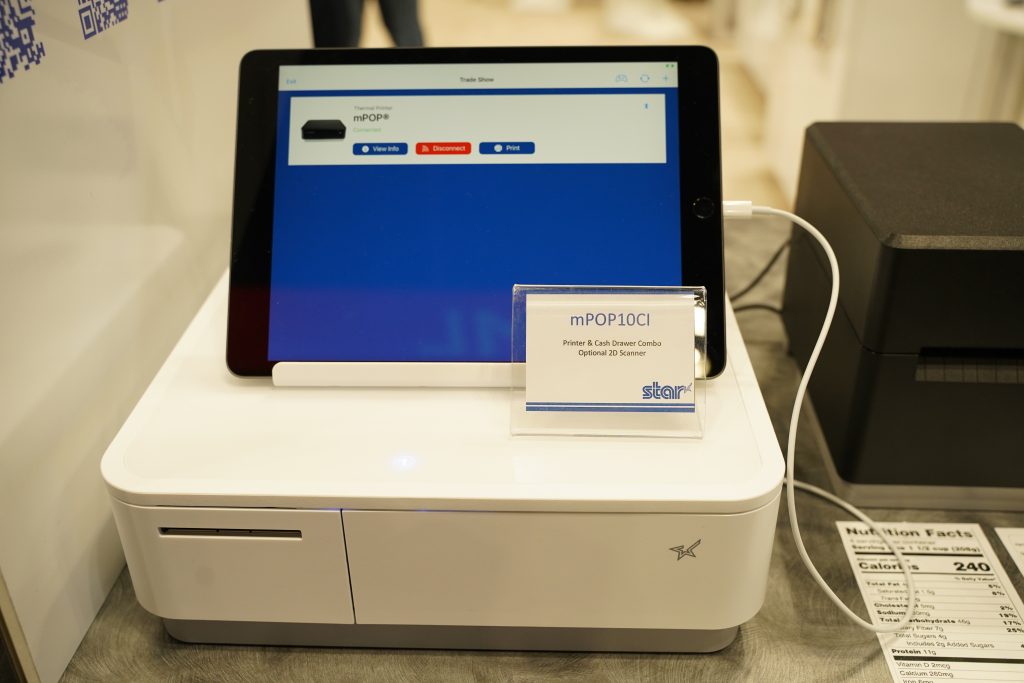The mPOP (mobile point of purchase) by Star Micronics displayed at NRF 2023.