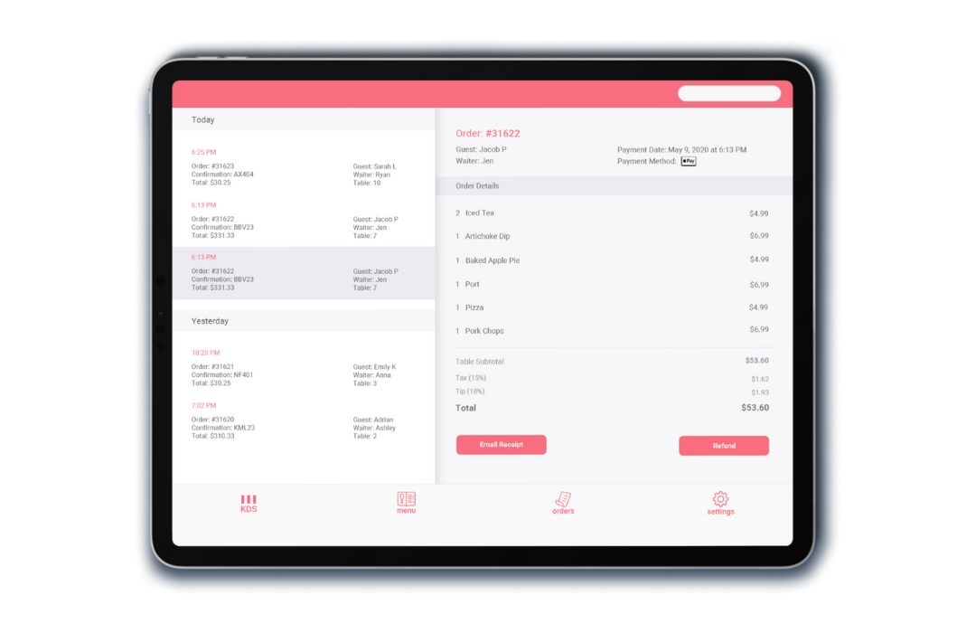 OrderUp Contactless Dining Technology KDS